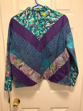 Handmade Women's Teal & Purple Patchwork Jacket